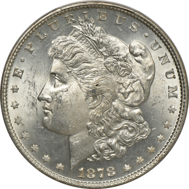 1878 7/8TF Weak MS-63, and an 1878-CC MS-64, both PCGS