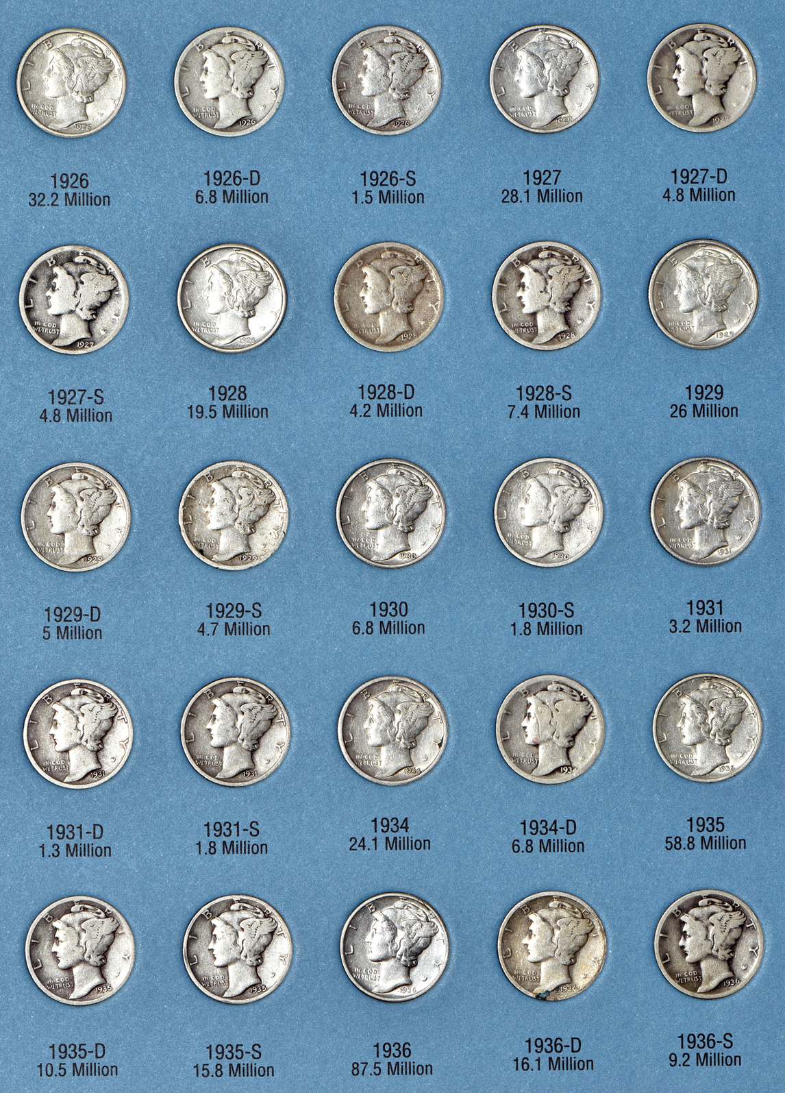 Complete collection of Mercury dimes in a Whitman folder (1916-D NGC About Good-3)