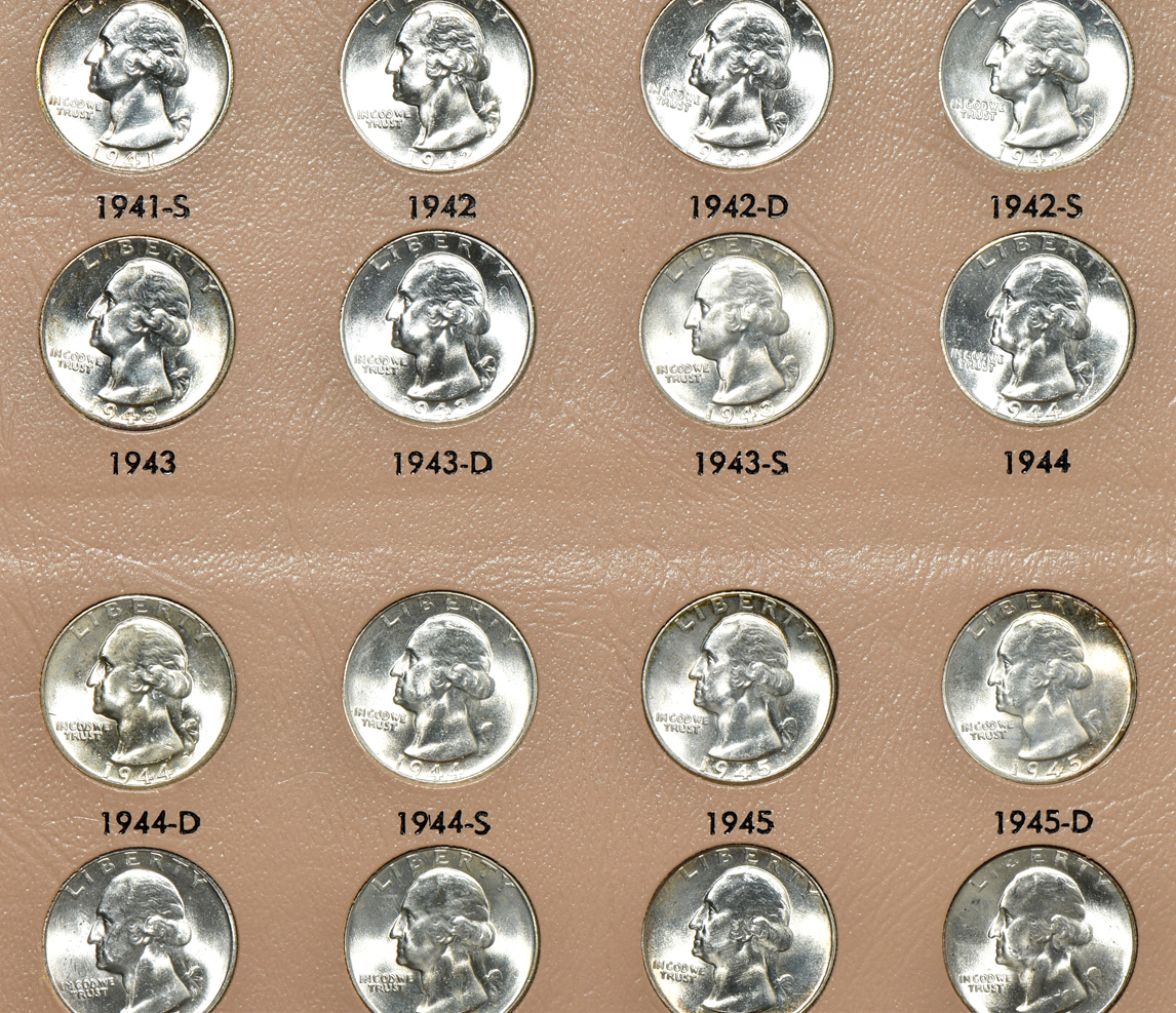 Complete collection of Washington quarters, 1932 through 1998-S, including proof-only issues, in a Dansco 8140 album