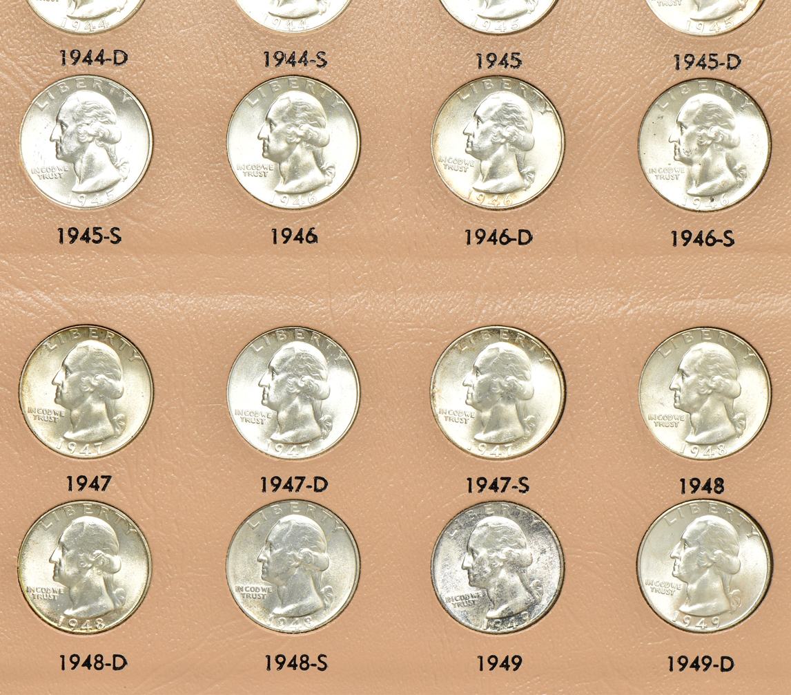 Complete collection of Washington quarters, 1932 through 1998-S, including proof-only issues, in a Dansco 8140 album