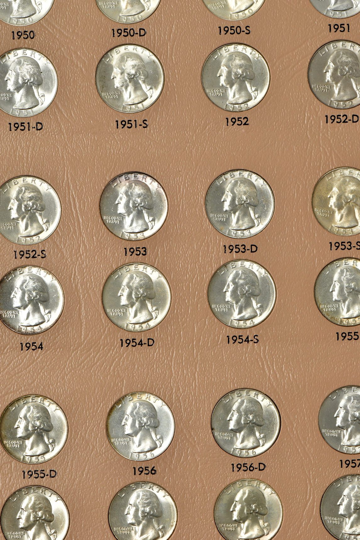 Complete collection of Washington quarters, 1932 through 1998-S, including proof-only issues, in a Dansco 8140 album