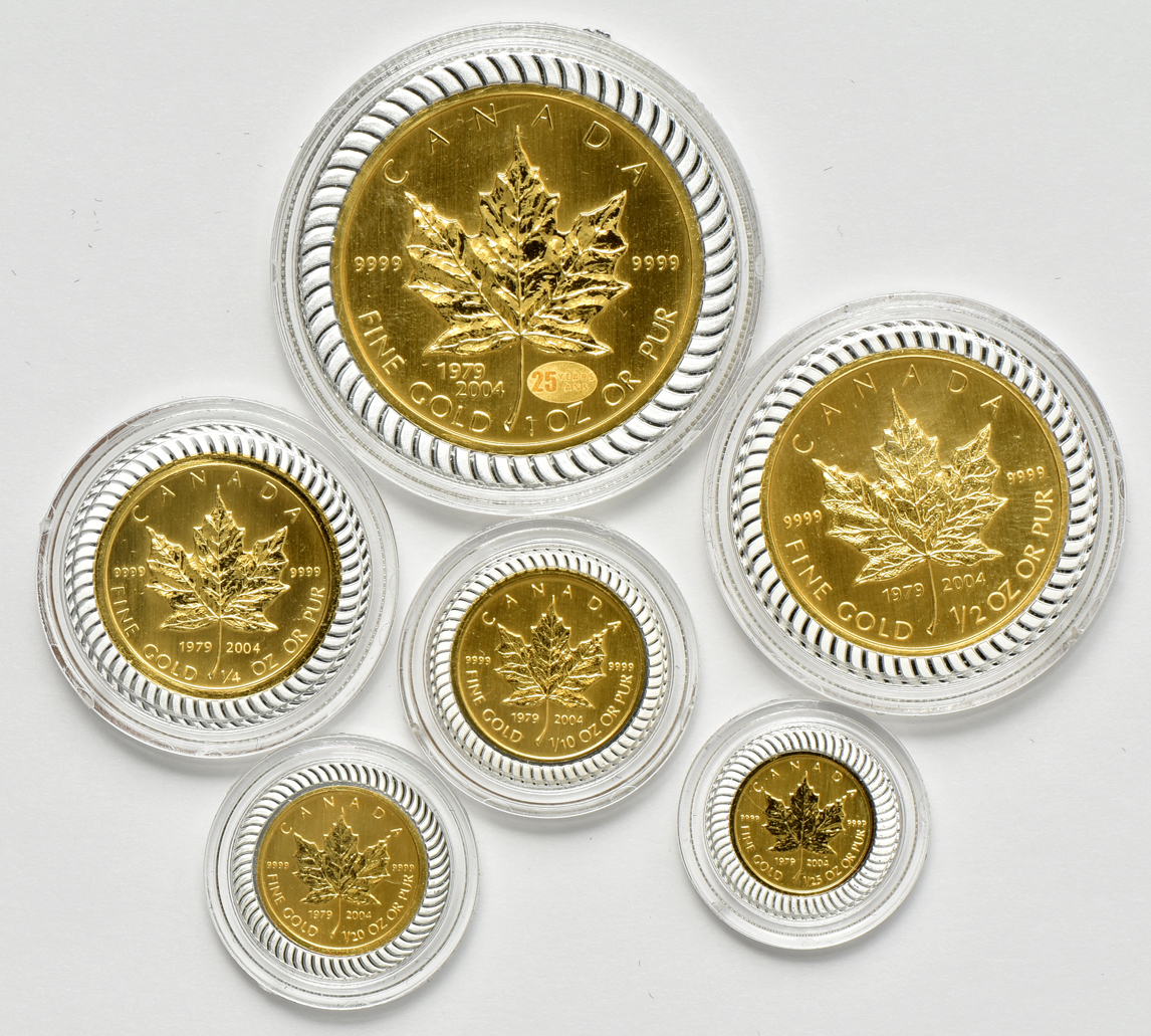 Canada - 2004 Gold Maple Leaf Bimetallic six-coin set, 1.94 oz gold