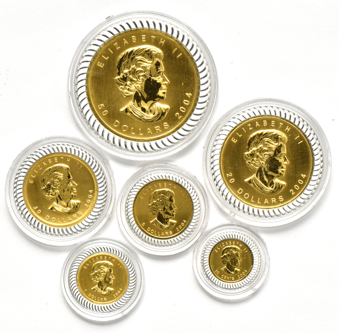 Canada - 2004 Gold Maple Leaf Bimetallic six-coin set, 1.94 oz gold