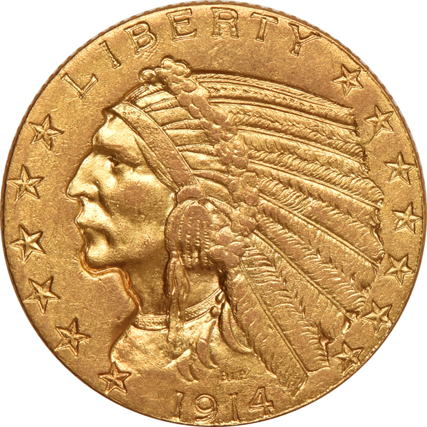Nine Indian Head half eagles