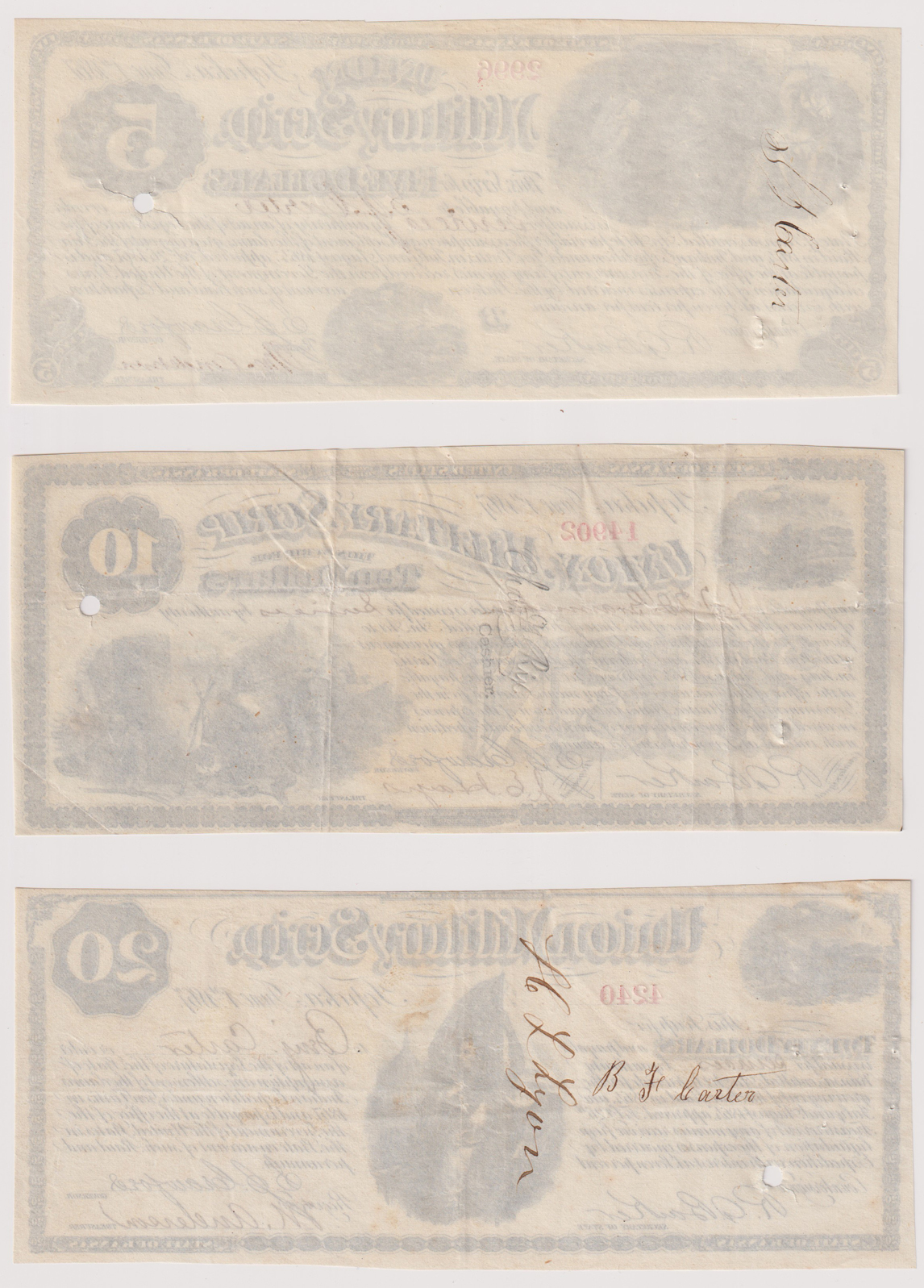 Group of six Union Military Scrip