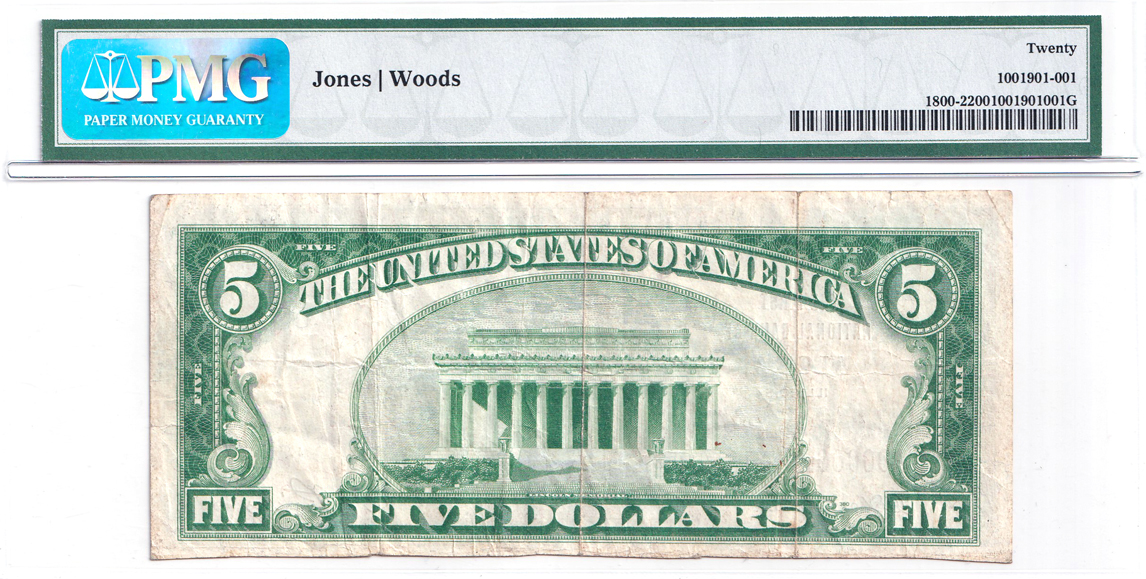 Serial Number 1 - 1929 $5 Type 2 - Flora, IL Charter #1961 - PMG VF-20