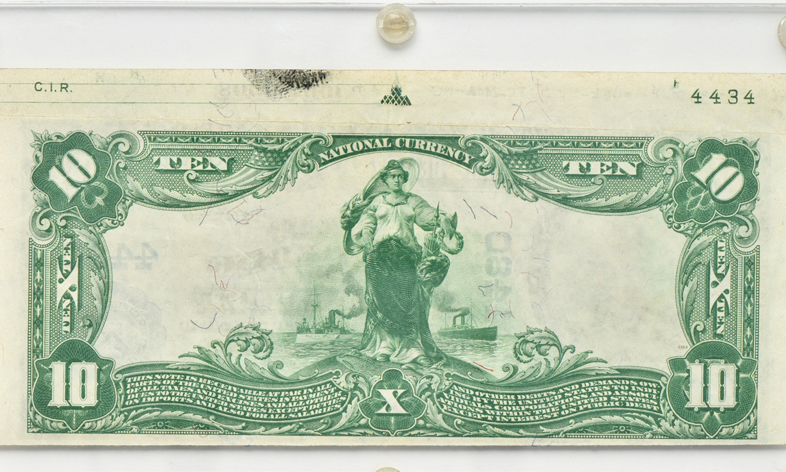 1902 $10 Blue Seal - Mount Carmel, IL Charter #4480 - AU with top selvage