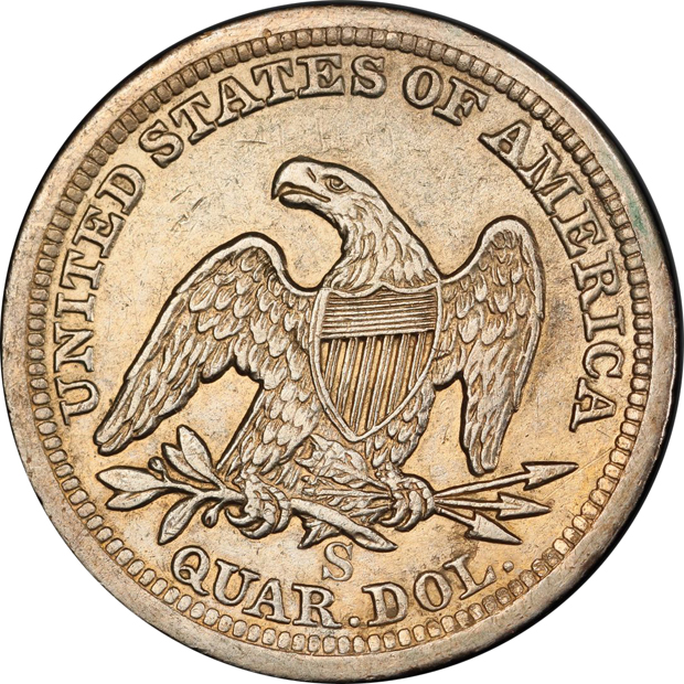 1859-S PCGS XF/corrosion removed