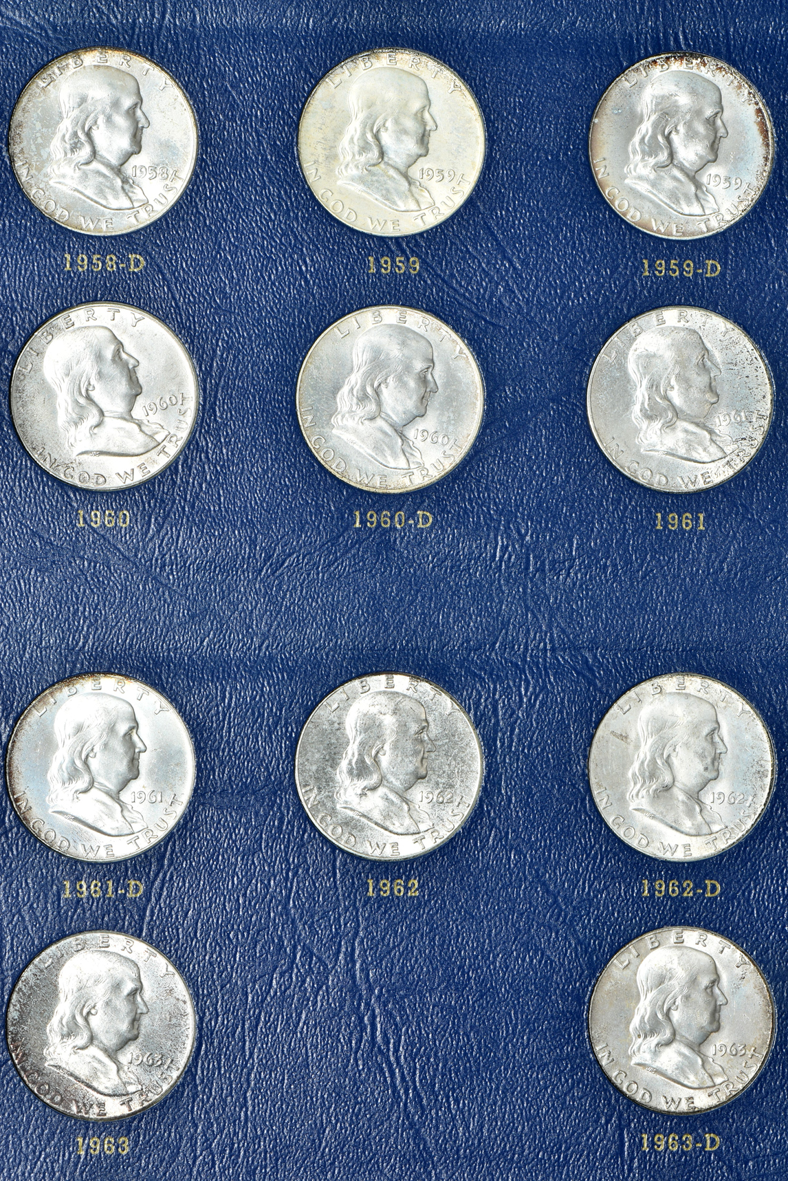 Collections of Roosevelt dimes and Franklin half-dollars