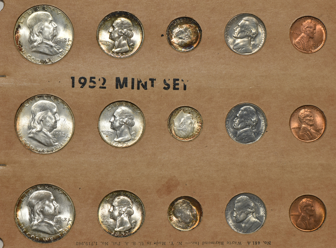 1952 and 1954 year sets in Wayte Raymond pages