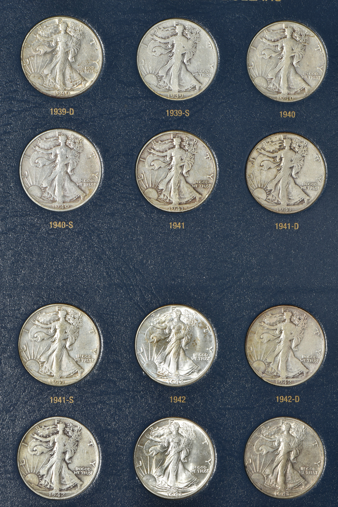 Complete collection of Walking Liberty half-dollars in a Whitman Classic 9125 album