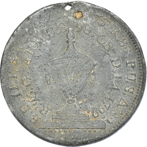 ca. 1799/1800  Washington Funeral Urn Medal, White Metal, AU/environmental damage