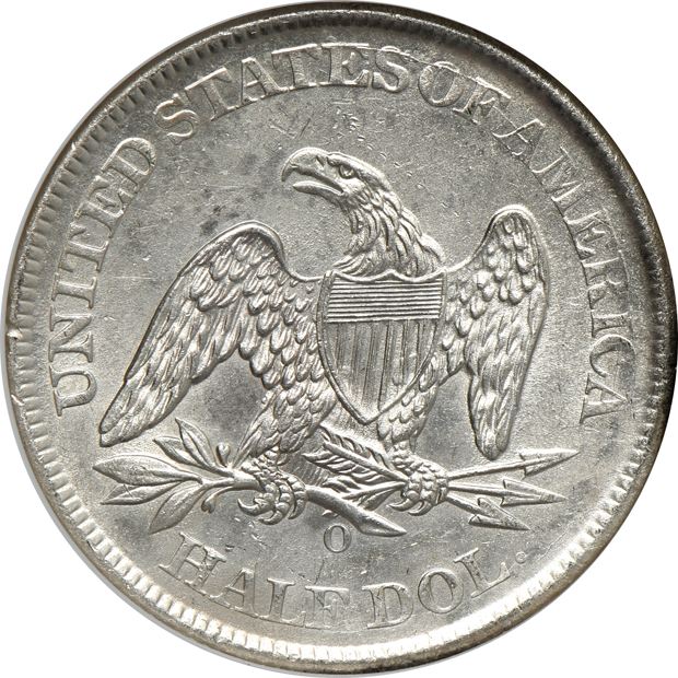 1861-O Confederate States Obverse W-109, NGC Shipwreck Effect (B) UNC, SS Republic