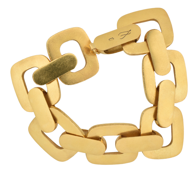 19K Yellow Gold Elizabeth Locke Hammered Livorno Link Bracelet