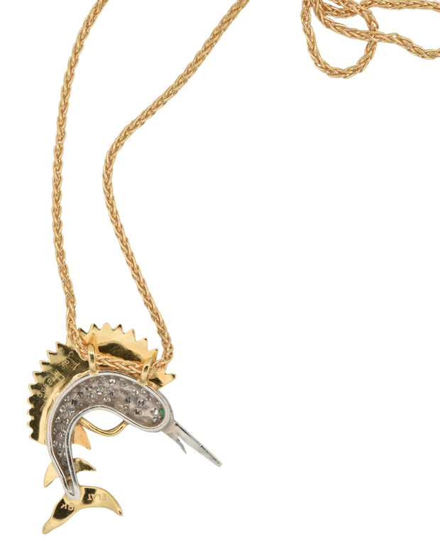 18K Yellow Gold Marlin Necklace 