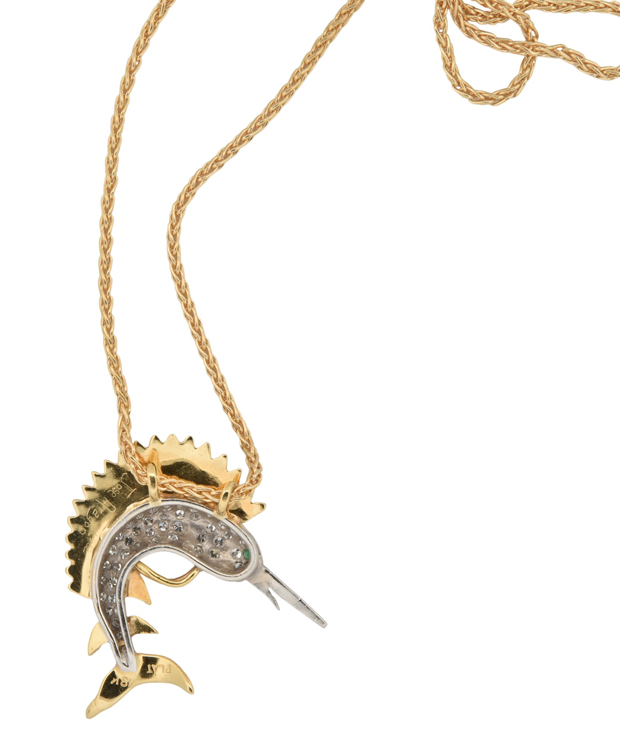 18K Yellow Gold Marlin Necklace 