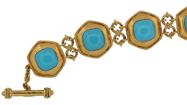 19K Yellow Gold Elizabeth Locke Turquoise Bracelet