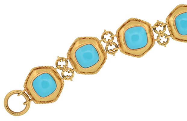 19K Yellow Gold Elizabeth Locke Turquoise Bracelet