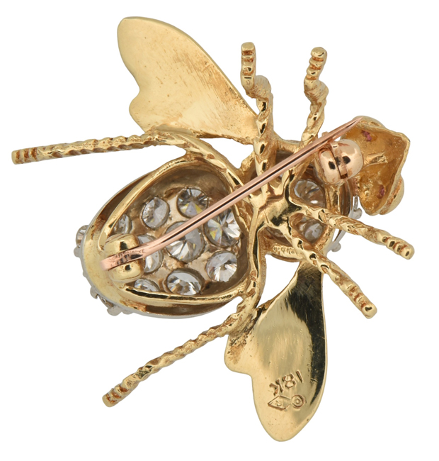 18K Yellow Gold Herbert Rosenthal Diamond Bee Pin