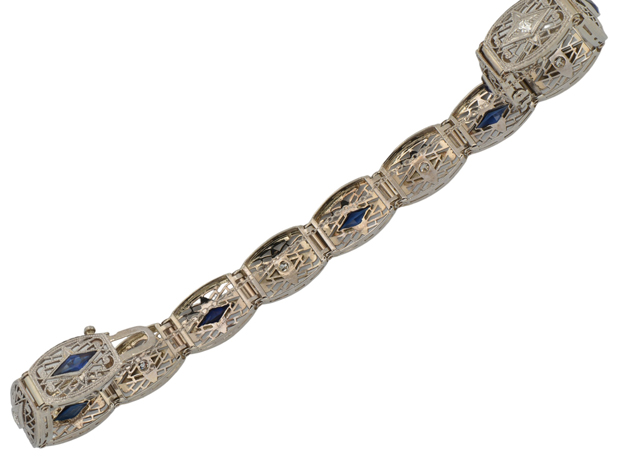 14K White Gold Filigree Bracelet 