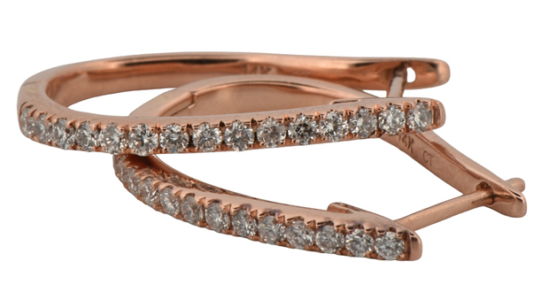 14K Rose Gold Diamond Hoop Earrings