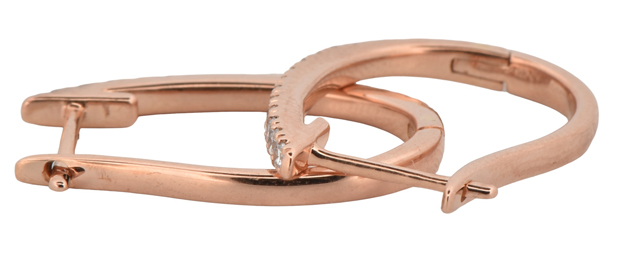 14K Rose Gold Diamond Hoop Earrings