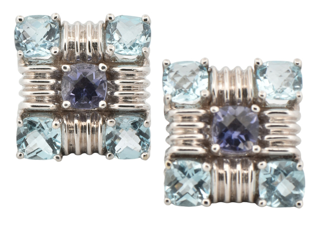 14K White Gold Gemstone Earrings