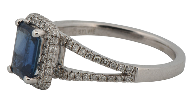 14K White Gold Ring with a 1.17 Carat Blue Sapphire, GIA #2223741378