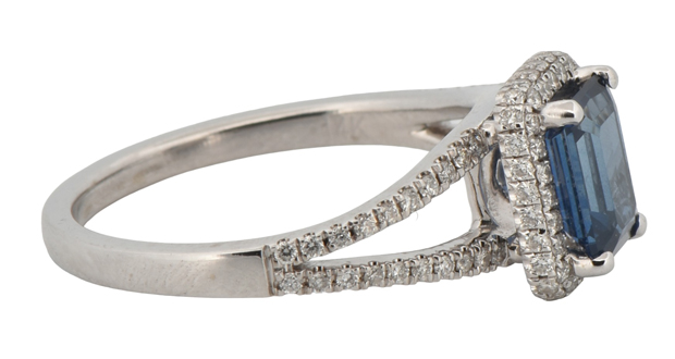 14K White Gold Ring with a 1.17 Carat Blue Sapphire, GIA #2223741378