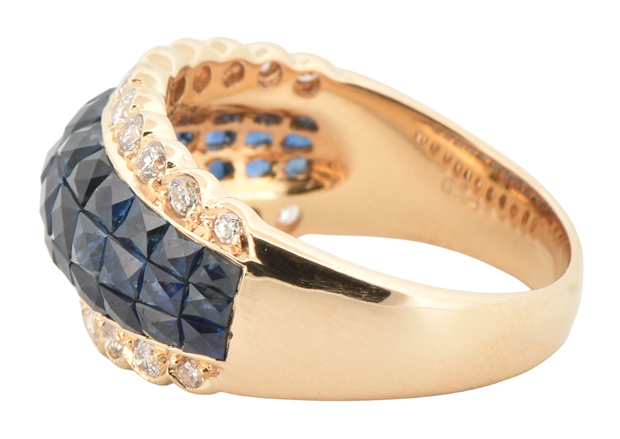 18K Yellow Gold Sapphire and Diamond Ring 