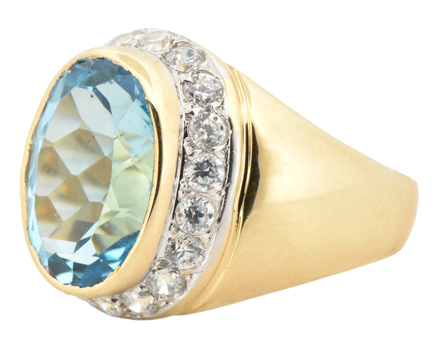18K Yellow Gold Blue Topaz Ring