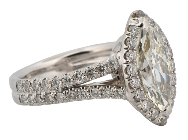 14K White Gold Diamond Ring with a 2.09 Carat Marquise Brilliant, GIA #6167901196
