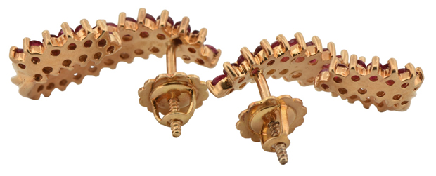 14K Yellow Gold Diamond and Ruby Earrings