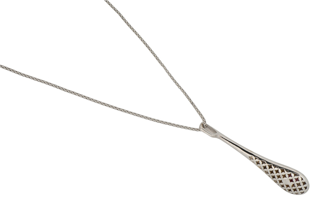 14K White Gold Diamond and Tourmaline Pendant