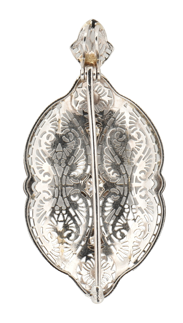14K White Gold Diamond Pin
