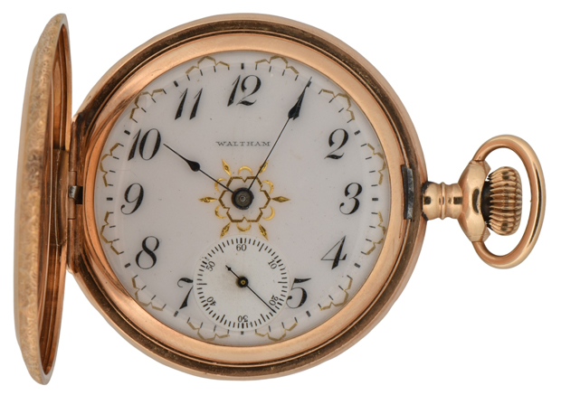 14K Yellow Gold Waltham Hunter Case Pocket Watch 