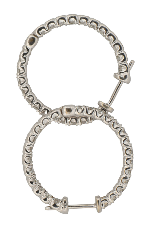 14K White Gold Diamond Hoop Earrings