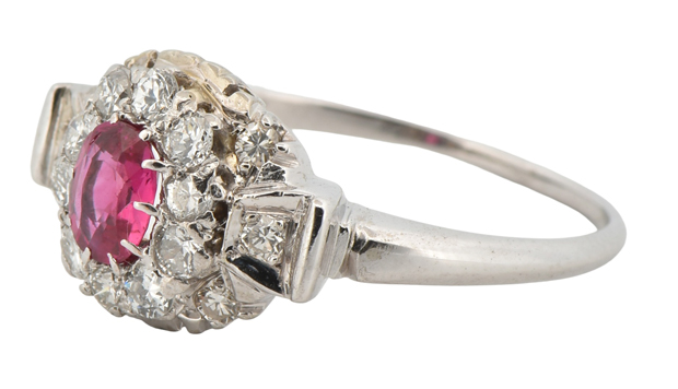14K White Gold Ring with a Ruby, SGL #230722F-SJ