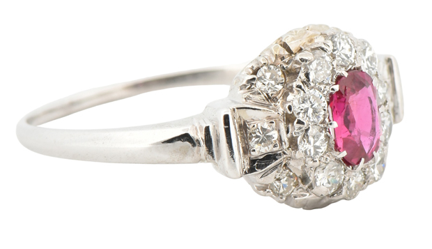 14K White Gold Ring with a Ruby, SGL #230722F-SJ