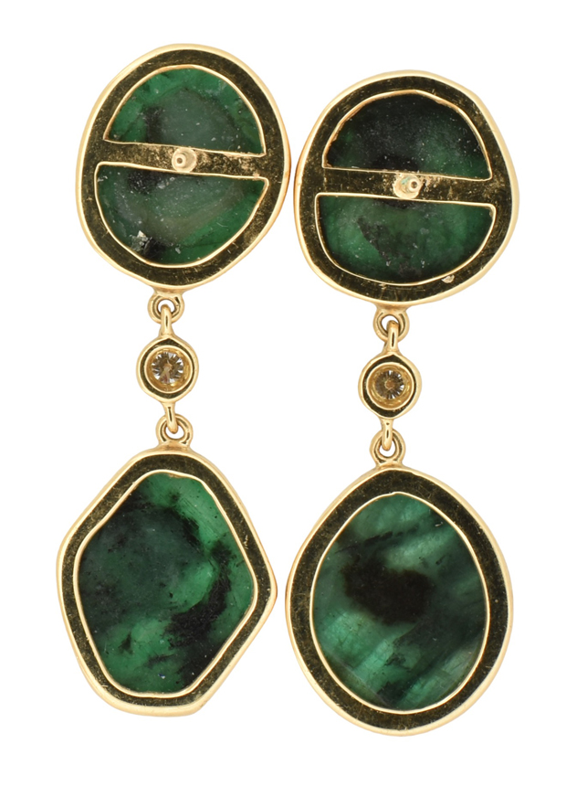18K Yellow Gold Emerald Earrings
