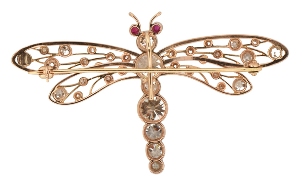 18K Yellow Gold Dragonfly Pin