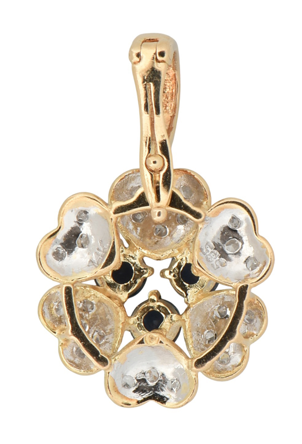 14K Yellow Gold Sapphire and Diamond Pendant