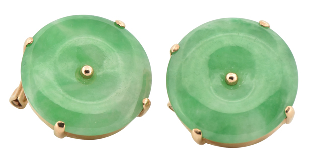 14K Yellow Gold Jade Earrings