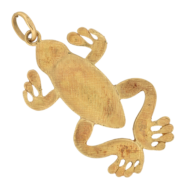 18K Yellow Gold Enamel Frog Pendant