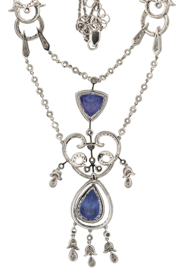 Platinum Diamond and Tanzanite Necklace