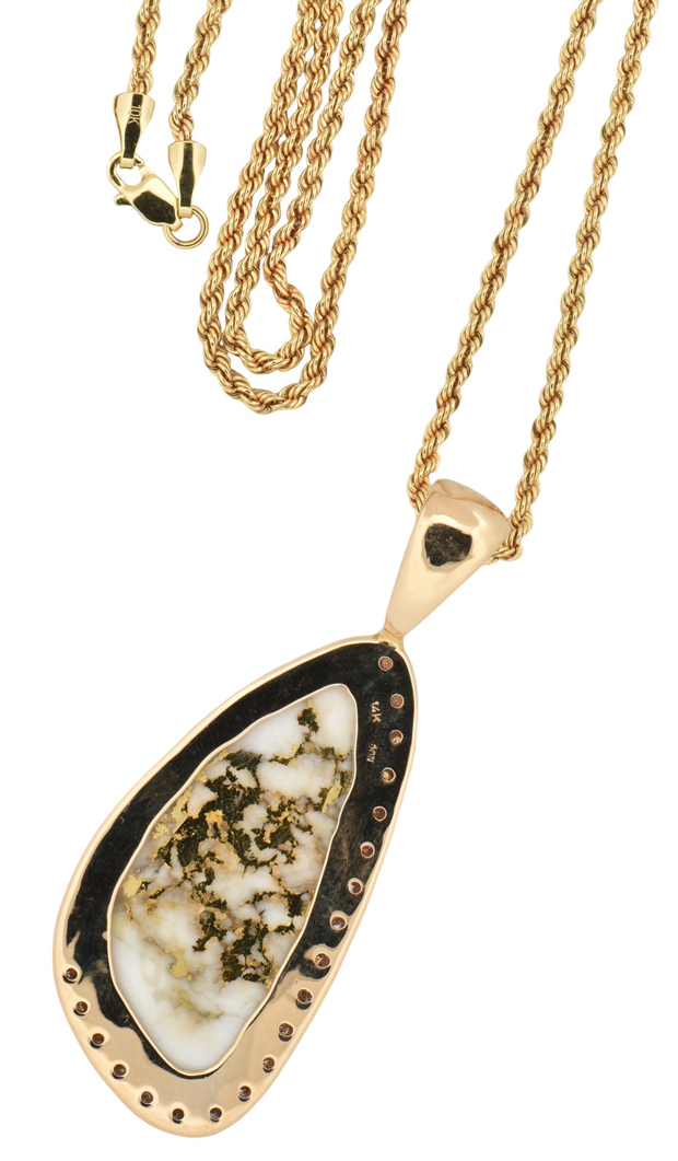14K Yellow Gold Alsakan Gold Quartz Necklace