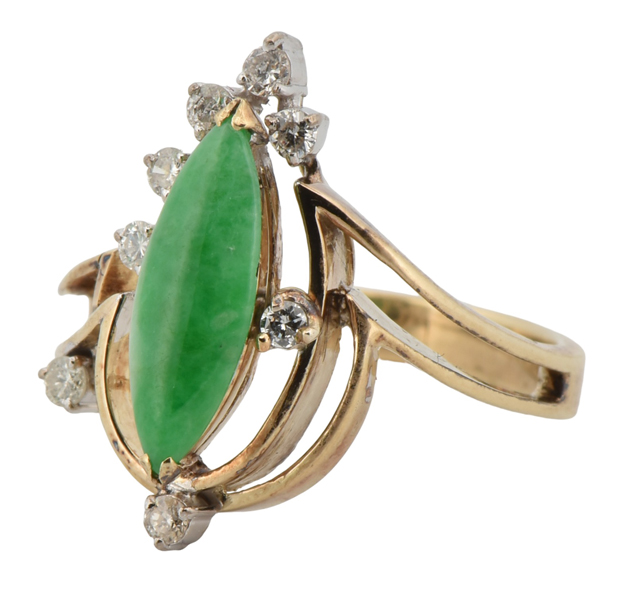 14K Yellow Gold Jade Ring