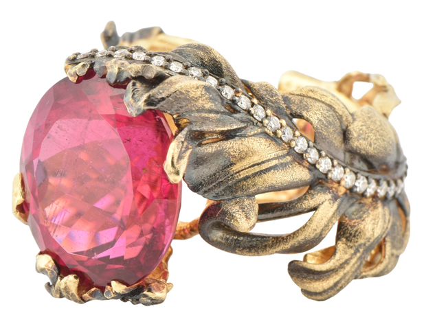 18K Yellow Gold Rubellite Ring