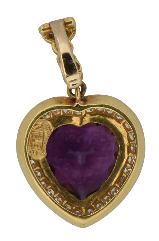 18K Yellow Gold Amethyst Pendant