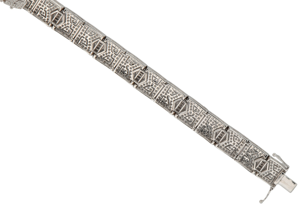 14K White Gold Diamond Bracelet 